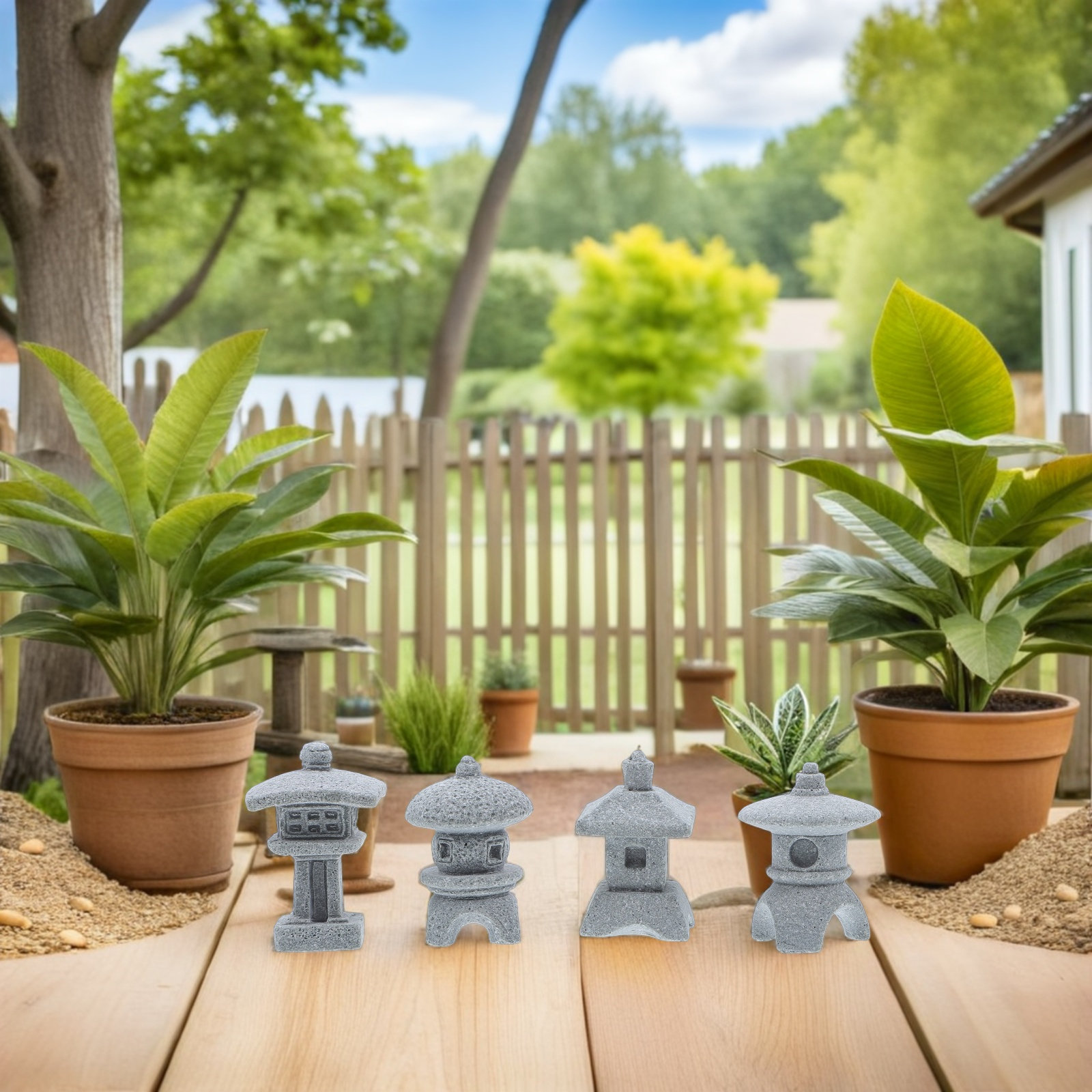 Mini Bonsai Zen Garden - Mini Pagoda Akvaryum Süsü, 4 Adet,