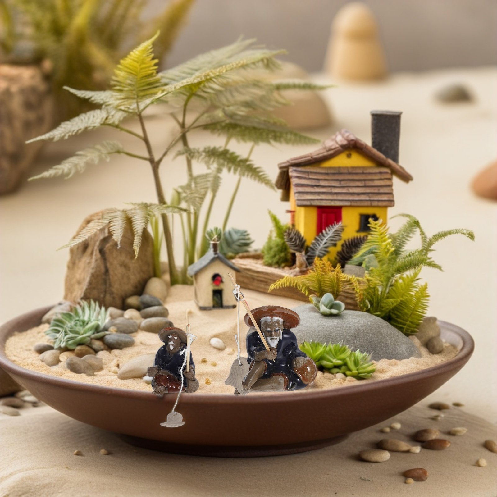 Zen Bahçesi Balıkçı Figürleri, - Mini Bonsai Zen Garden incelemesi ve fiyatı