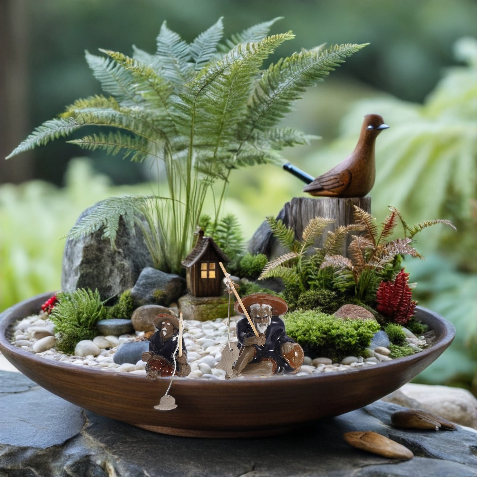 Zen Bahçesi Balıkçı Figürleri, - Mini Bonsai Zen Garden incelemesi ve fiyatı
